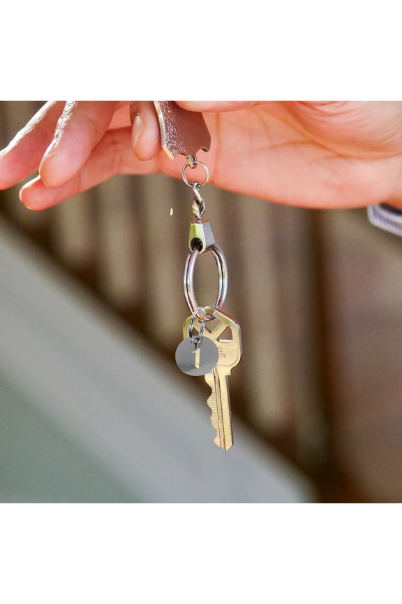 30Pcs Black Stainless Steel Key Identification Number Tags Metal Keychain Labels