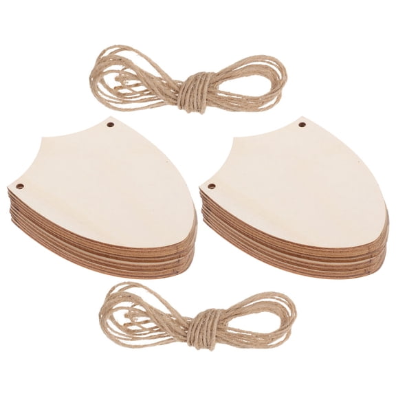 FOMIYES 30 Pieces Unfinished Wooden Shield Cutouts in Beige for Crafts, Painting, Home Decoration and Projects