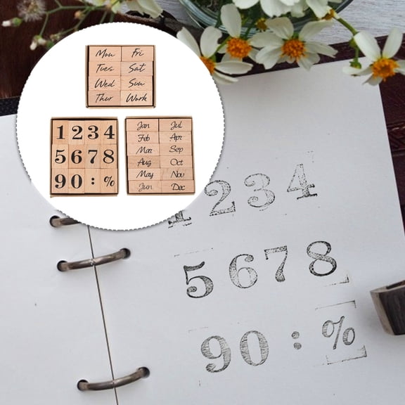 FOMIYES Planner Stamp Set Wood Multicolor 32Pcs Wooden Stamps
