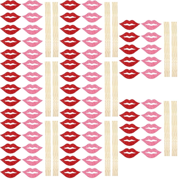 Raindrops 320 pcs Funny Party Photo Props Red Lips Prop Party Paper Handheld Selfie Props