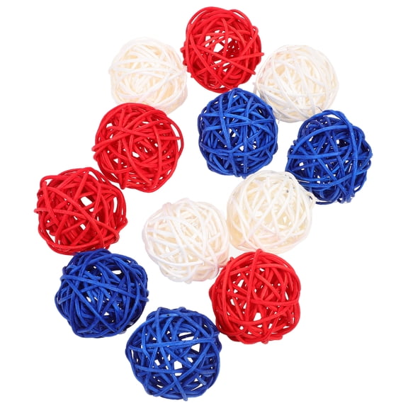 Raindrops 36 PCS  Red Blue White Rattan Balls 4th of July Small Orbs Vase Fillers Spheres
