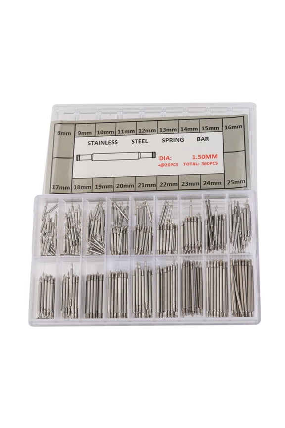 360 Pcs Stainless Steel Watch Band Pins Spring Bars for Repair and Replacement