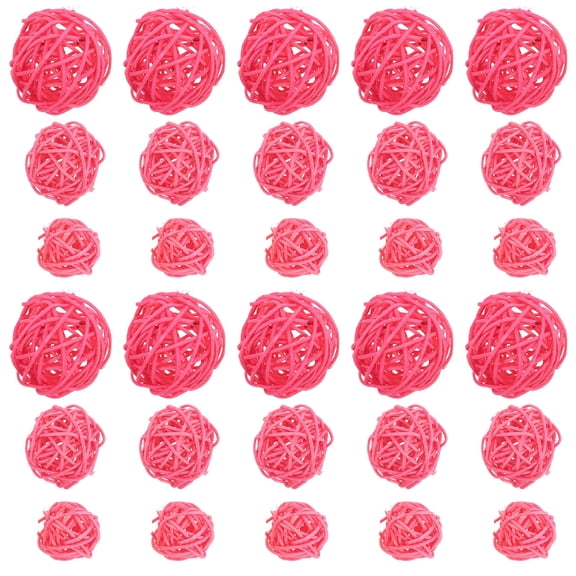 FOMIYES 36Pcs Pink Handwoven Rattan Balls Decorative Spheres for Crafts Vase Bowl Centerpiece