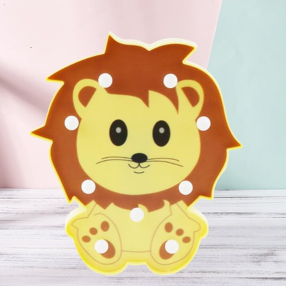 Raindrops 3D Lion Night Light for Home Decor Multi Color Lamp Made of Plastic 2 AA Batteries Not Included