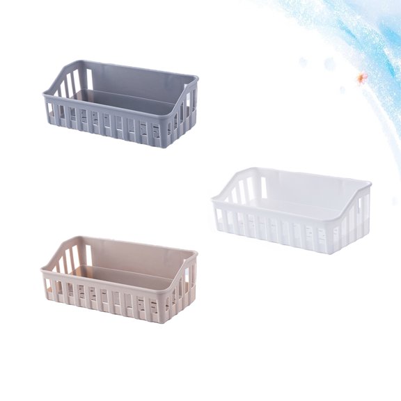 Raindrops 3PCS Punch Free Wall Mounted Basket Self Adhesive Plastic Kitchen Storage Rack for Kitchen Toilet (Random Color)