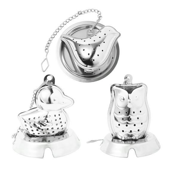 Raindrops 3-Piece Stainless Steel Tea Infuser Set with Practical Tea Strainers for Home and Tea House, Animal Design,