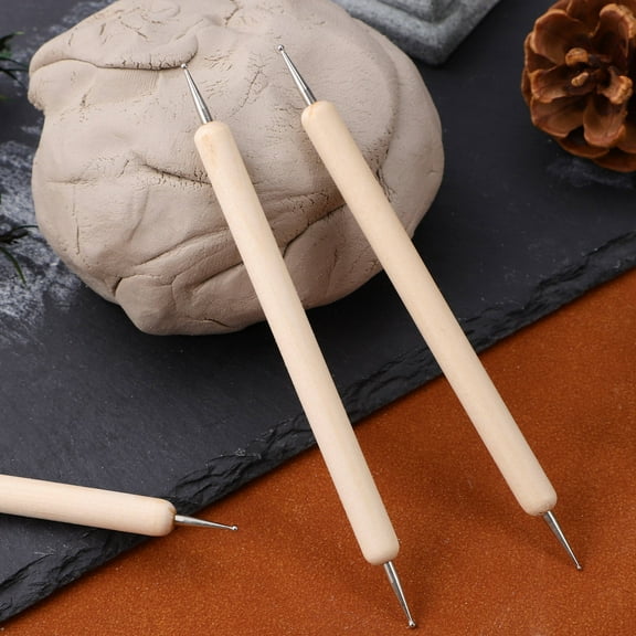Raindrops 3Pcs Ball Styluses Tool Set for Clay Sculpting Artists Wood Color Handles