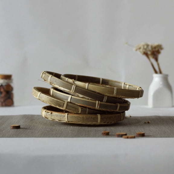 Raindrops 3Pcs Bamboo Woven Tray for Dried Fruit Container Modern Elegant