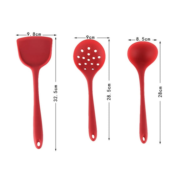 Raindrops 3Pcs Cooking Utensils Set Red Silicone Non Stick Heat Resistant Kitchenware Kit