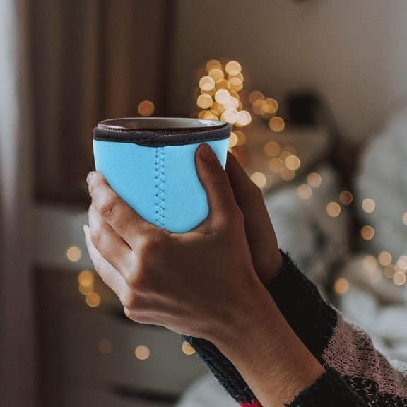 Raindrops Neoprene Cup Sleeve Blue for Office and Home 3Pcs