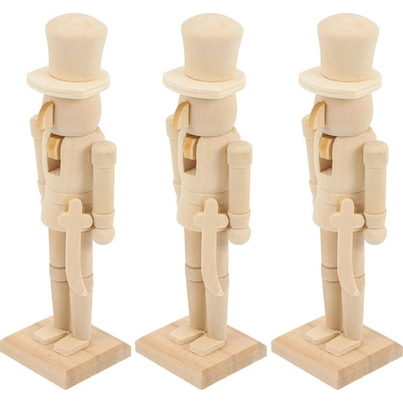 Raindrops 3Pcs Decorative Wooden Nutcracker in Khaki for Christmas 7.1X2.0X1.4In
