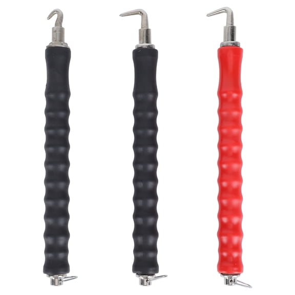 Raindrops 3Pcs Ergonomic Handle Design Steel Bar Hooks for Outdoor Hanging Black 30x1.2in
