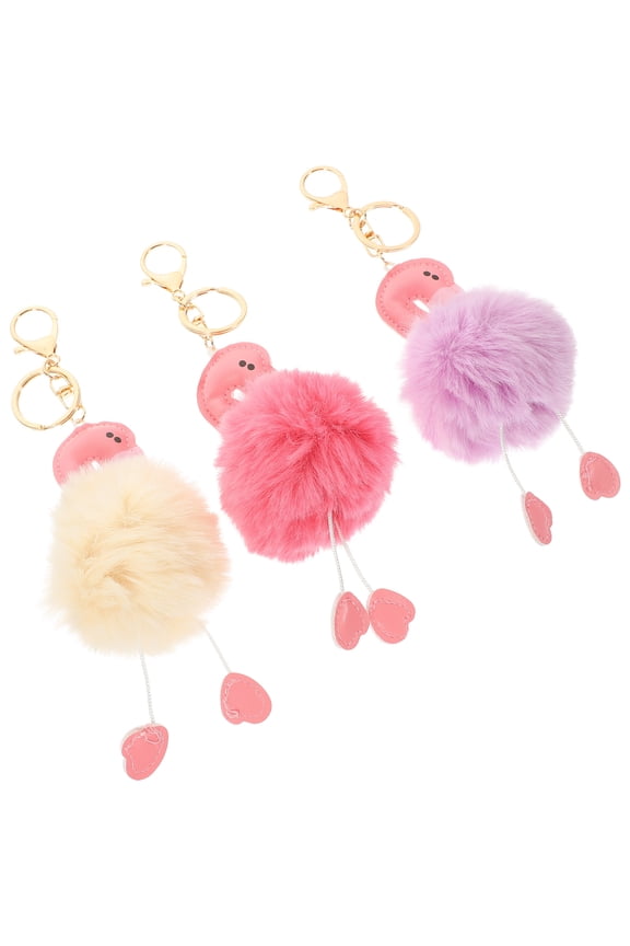 Cute Keychain Set of 3 Assorted Colors Backpack Charms Decorative Accessories