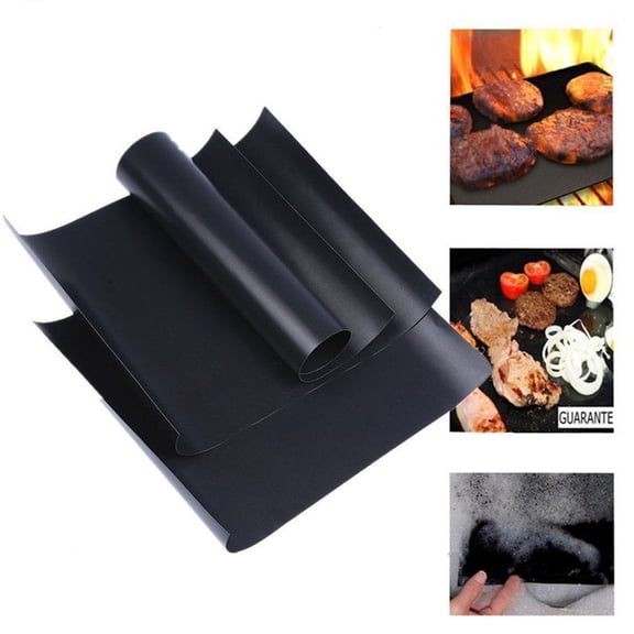 Raindrops 3Pcs Grill Pad for Gas Grill Heat Resistant Non Stick Baking Mat Black 15.7x19.7x0.08in