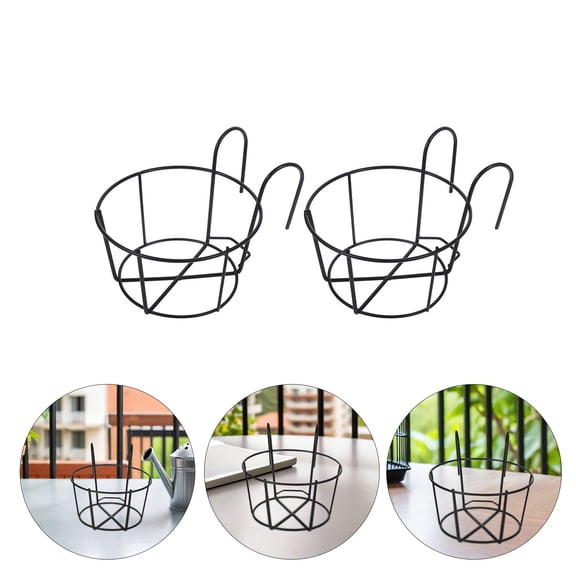 FOMIYES 3-Pack Heavy-Duty Iron Hanging Planter Holders for Balcony, Deck Railings, Outdoor Flower Pot Racks