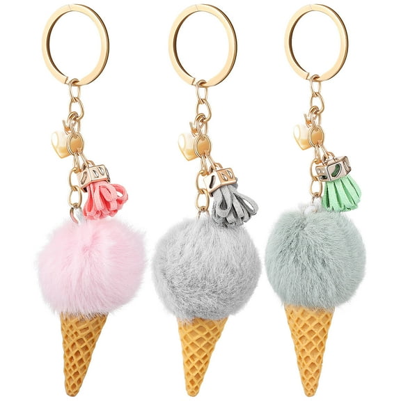 Raindrops Creative Keychain Ice Cream Shape Plush 3Pcs