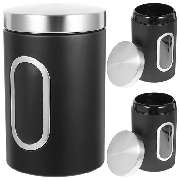 Raindrops Airtight Coffee Canisters Kitchen Canister Set Silver 3Pcs