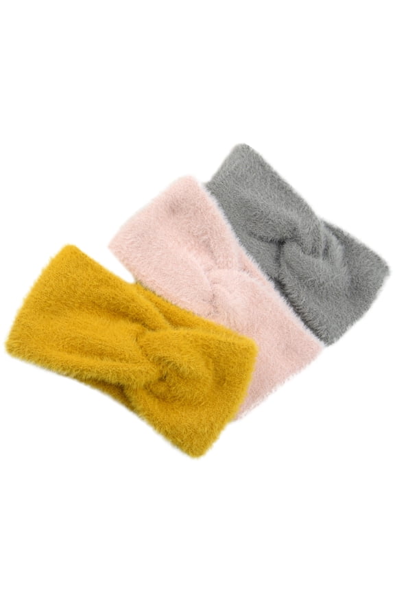 Raindrops 3Pcs Knot Headband Warmth Headband Wide Headband Ear Warmer Headband Decor