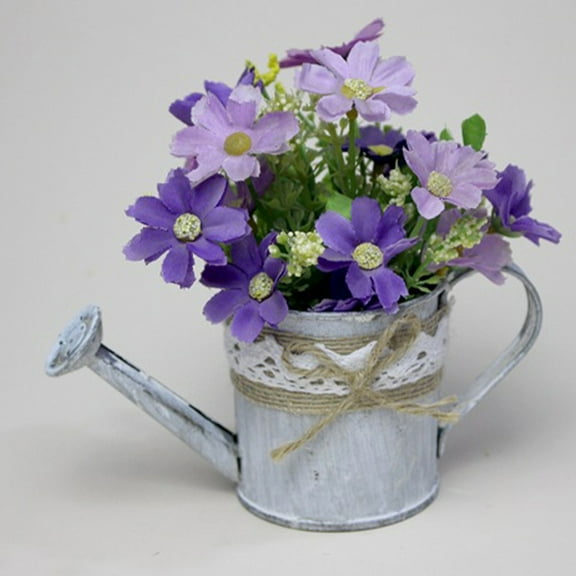 Raindrops 3Pcs Metal Flower Bucket White Cream White Beige Silver 15.00X7.00X6.30cm for Storage and Home Decor