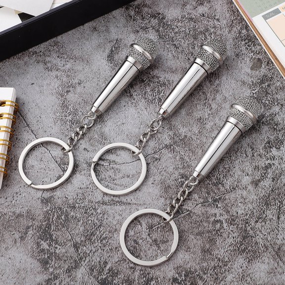 Raindrops Durable Microphone Keychains Metal Key Holders for Stylish Decoration 3Pcs