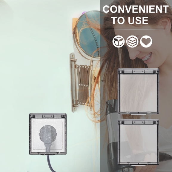 Raindrops Wall Switch Cover Protector Light Switch Guard Grey ABS 3Pcs