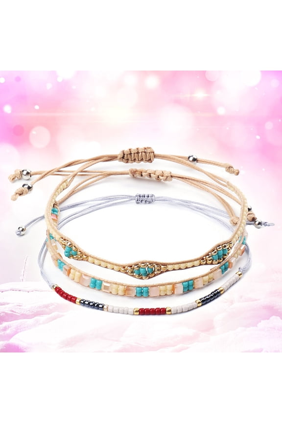 3Pcs Set Braided Wrap Bracelet Assorted Color Boho Jewellery for Women