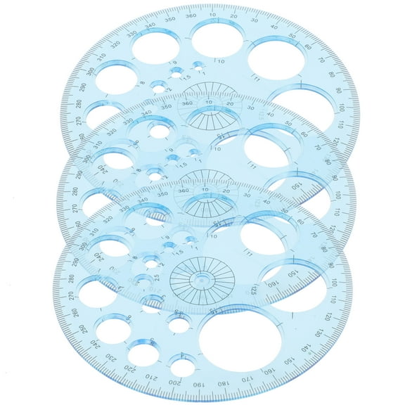 Raindrops 3Pcs Student Ruler Angle Measurement Sky-Blue Plastic Protractor for Kids