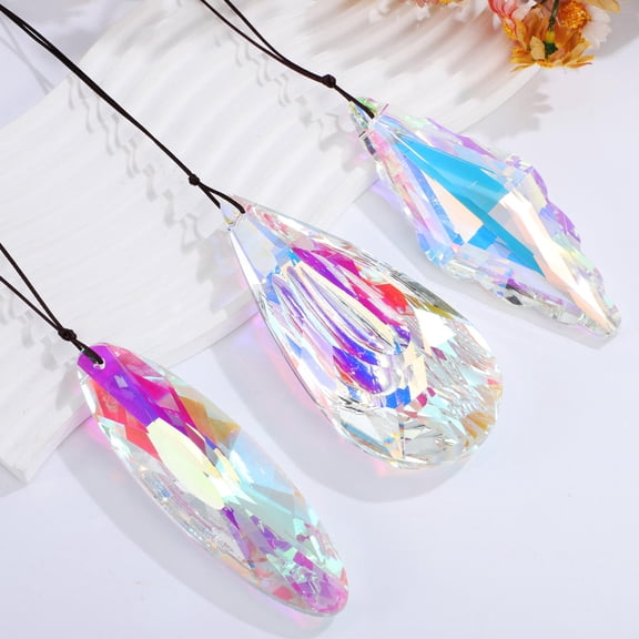 Raindrops 3Pcs Sun Catcher Pendant Assorted Color Light Reflection for Window Decoration 4.72X2.36X0.98in
