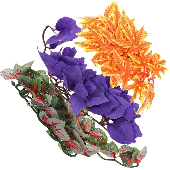 Raindrops 3Pcs Terrarium Decoration Fake Reptile Plants Multi Plastic Vines For Pet Enjoyment