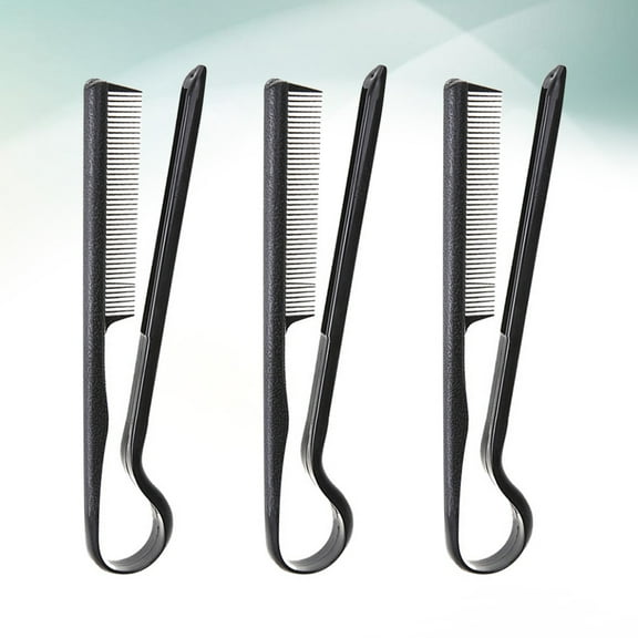 Raindrops 3Pcs V Shaped Black Plastic Combs For Hair Straightening And Styling Women Home Use 12x1.2in