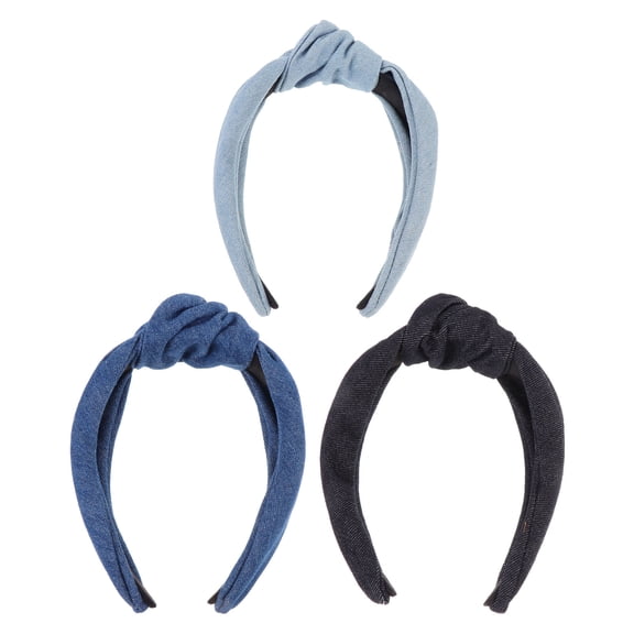Raindrops 3Pcs Vintage Style Denim Headband Female Headdress Assorted Colors Comfortable for Daily Use