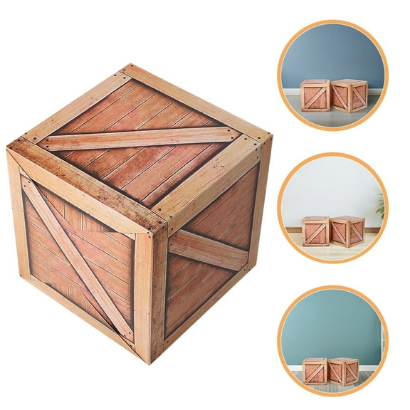 Raindrops Light Brown Simulation Wooden Box Western Themed Party Decor 3Pcs