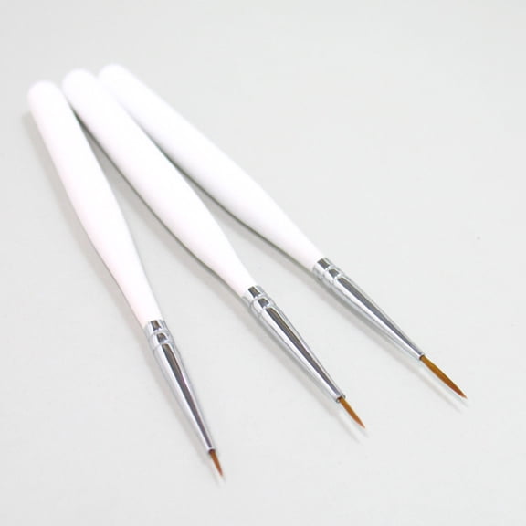 Raindrops 3Set White ABS Liner Paint Brush for Drawing Lines Nail Art Dotting Tools