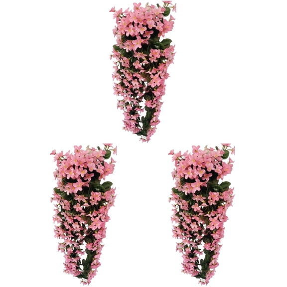 Raindrops 3pcs 4petals Artificial Flower Hanging Flowers Violet Simulation Vine Wedding Home Decoration (Light Pink)