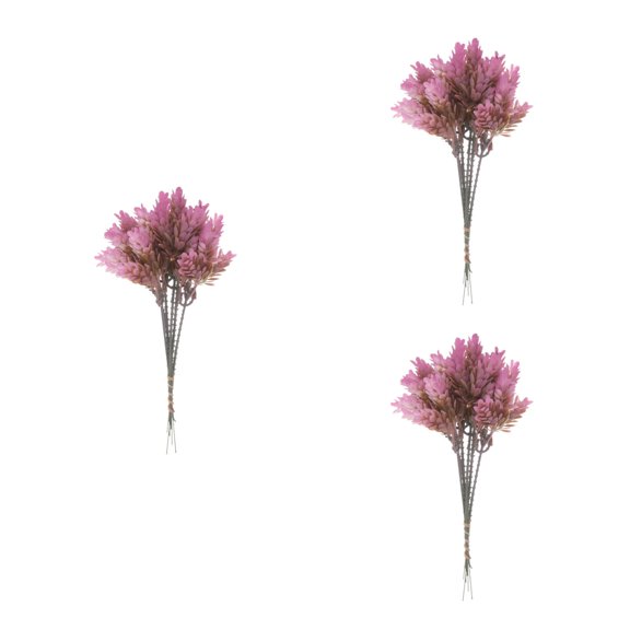 Raindrops 3pcs 5 Branches 6 Heads Fake Faux Artificial Pineapple Grass for Home Kitchen Party Decorations Handcrafts (Purple)