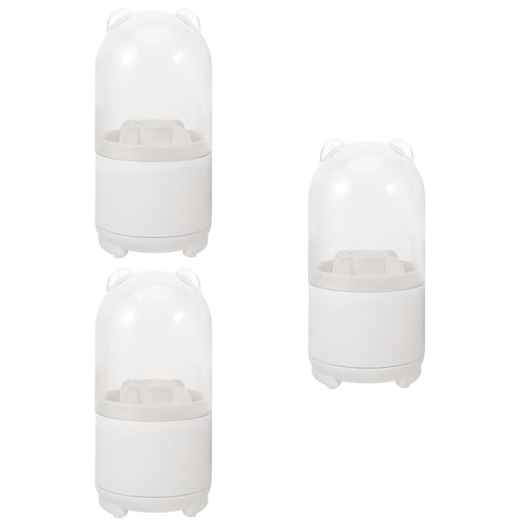 Raindrops 3pcs Adorable Makeup Brush Case Rotating Cosmetics Holder Lidded Box Desk Pen Holder