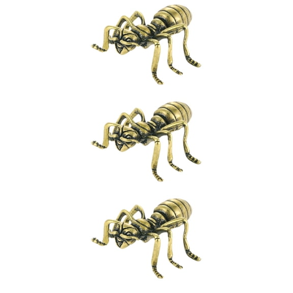 Raindrops 3pcs Ant Figurine Copper Ant Statue Small Sculpture Ornament Home Tabletop Decoration