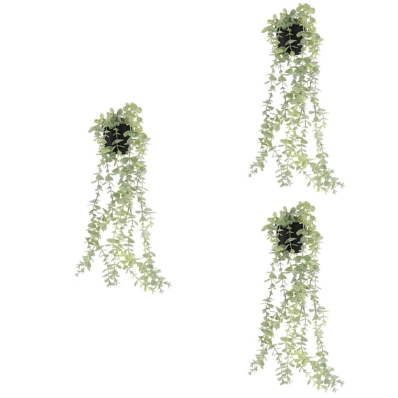 Raindrops 3pcs Artificial Hanging Potted Plants Leaves Trailing Vines Lifelike Greenery for Wall House Room Patio Indoor Outdoor Decors