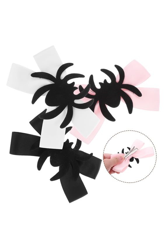 Cute Spider Bow Barrettes, Assorted Colors, Metal and Cloth, Versatile Styling (3Pcs)