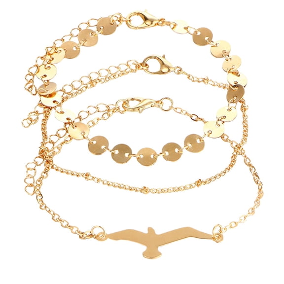 Raindrops 3Pcs Durable Safe to Wear Golden Jewelry Sets for Women Simple Retro Style