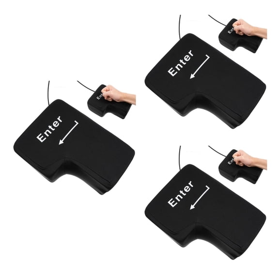 Raindrops 3pcs Big Enter Key Throw Pillow with USB Office Stress Relief Tool Noon Break Nap Desktop Pillows Vent Toy (Black)