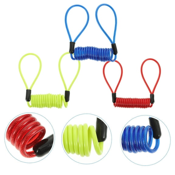 Raindrops 3Pcs Safety Cable Lock Set for Bikes in Assorted Colors with Plastic Coating