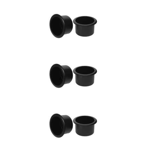 Raindrops Black Plastic Cup Holder Insert for Couch and Boat, Easy Installation, Stable Support, 6 Pieces