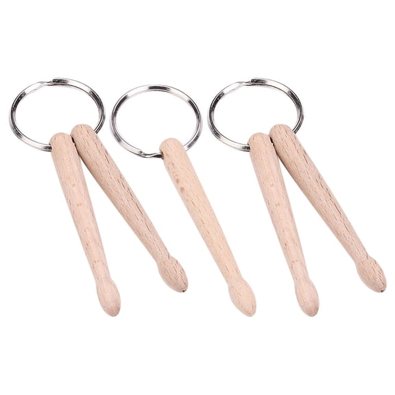 FOMIYES 3-Pack Wooden Drumstick Keychains, Small Beige Pendant Accessories for Bags, Keys, and Decorative Purposes