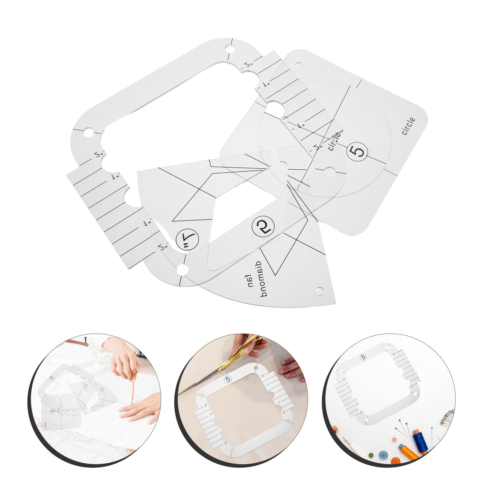 Raindrops Quilting Ruler Acrylic Transparent for DIY Convenient and Practical 3Pcs
