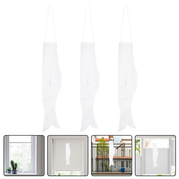 Raindrops DIY Blank Carp Streamer Japanese Carp Flag for Crafts White Cloth 3Pcs