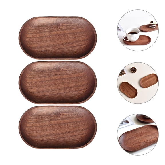Raindrops 3-Piece Wooden Desktop Decorative Serving Trays for Coffee Table Home and Kitchen Use