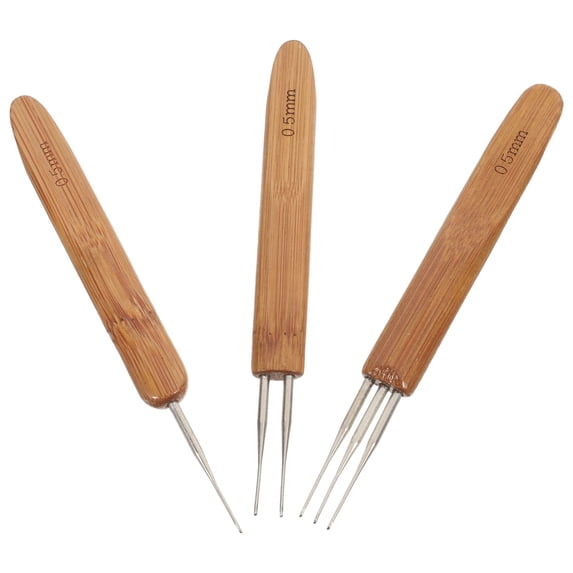 Raindrops 3pcs Dreadlock Crochet Hook Set Bamboo Handle Loc Needle Hair Dreads Crochet Needle Tool for Locs Braid Craft