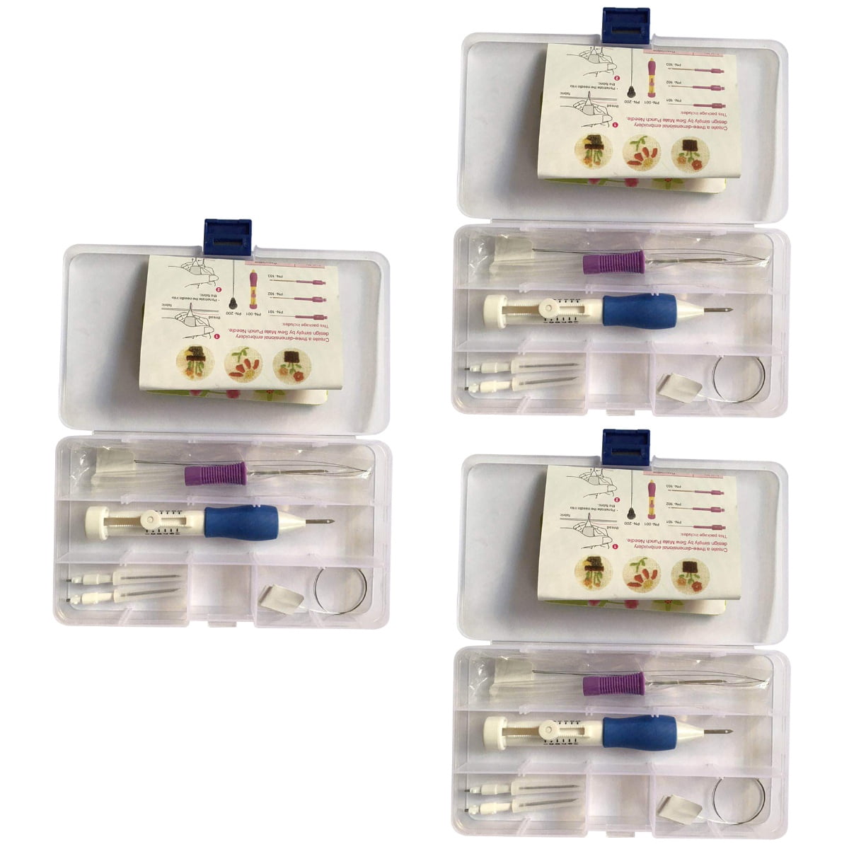 Raindrops 3-Piece Embroidery Punch Needle Kit with Stitching Tools, Embroidery Pens, Knitting & Sewing Accessories Set