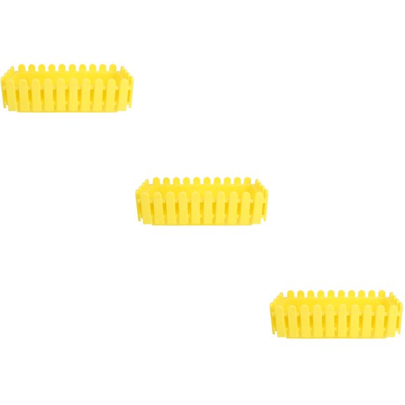 CRILSTYLEO Rectangular Yellow PP Resin Flower Pot for Decorative Use 3Pcs